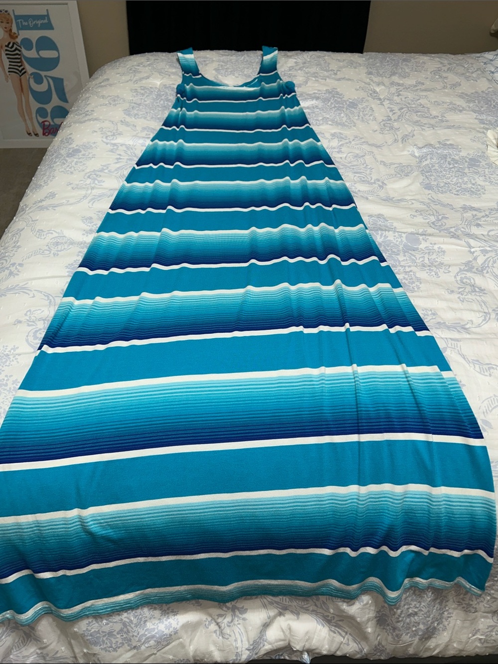 Merona Striped Teal Blue Maxi Dress